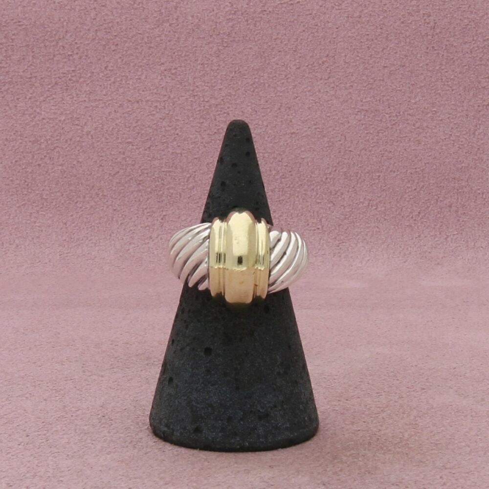 david yurman sterling silver & 14k gold vintage dome cable ring size 5.5